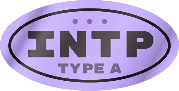 the words INTP Assertive inside a stamp-shaped sticker